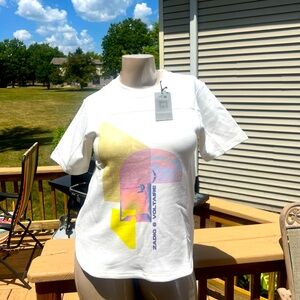 NWT | Zadig & Voltaire White Graphic BOW MO TERRY PALMIER Short Sleeve shirt